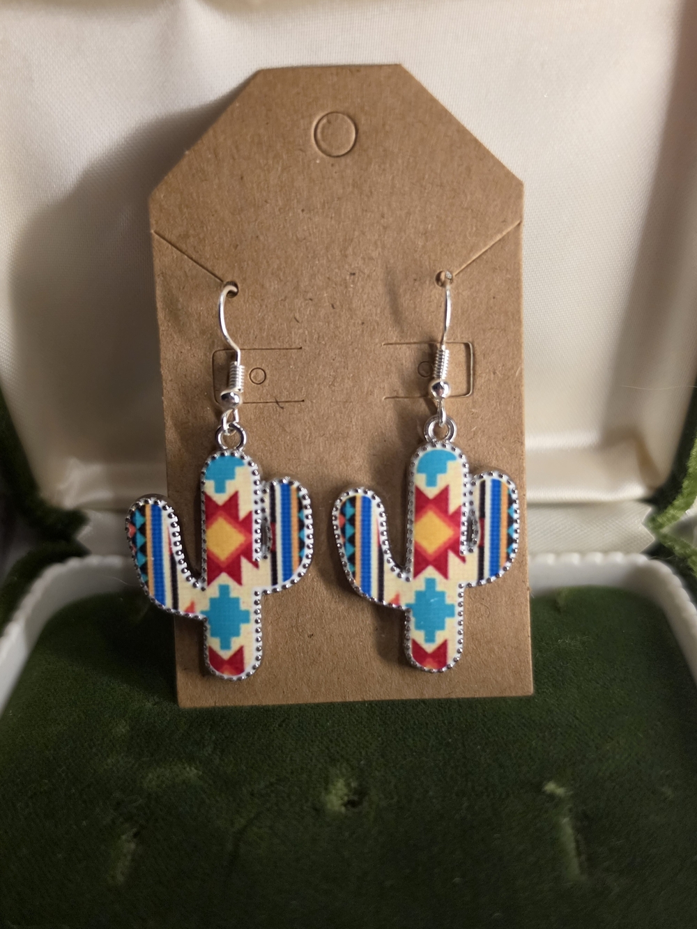 Southwest Cactus Dangle Earrings